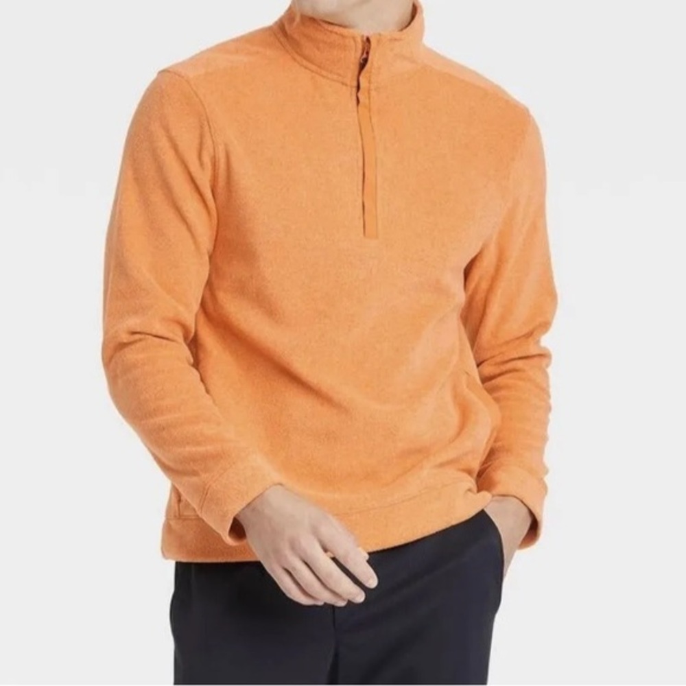 Men’s Pullover Micro Fleece Sweatshirt Top All in‎ Motion Size S Orange